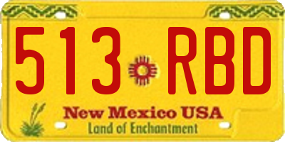 NM license plate 513RBD