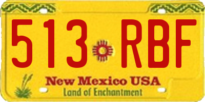 NM license plate 513RBF