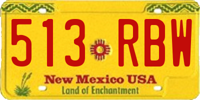 NM license plate 513RBW