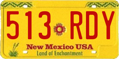 NM license plate 513RDY