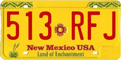NM license plate 513RFJ