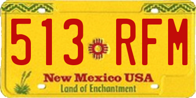 NM license plate 513RFM