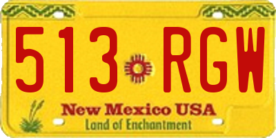 NM license plate 513RGW