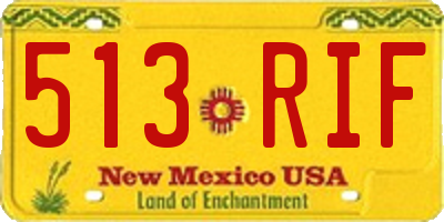 NM license plate 513RIF
