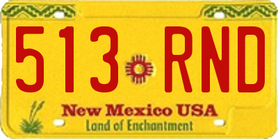 NM license plate 513RND