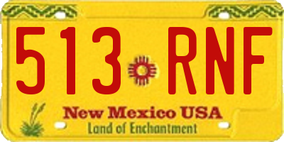 NM license plate 513RNF