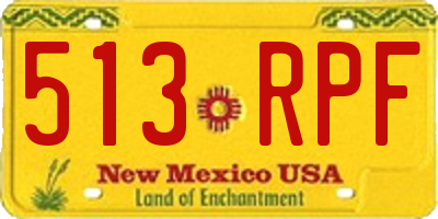 NM license plate 513RPF