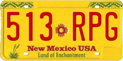 NM license plate 513RPG