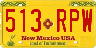 NM license plate 513RPW