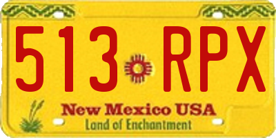 NM license plate 513RPX
