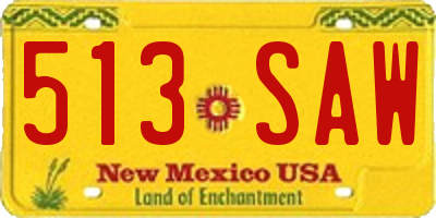 NM license plate 513SAW