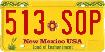 NM license plate 513SOP