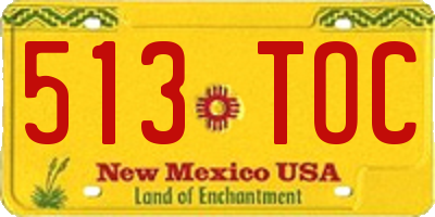 NM license plate 513TOC