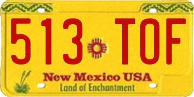 NM license plate 513TOF