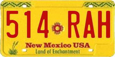 NM license plate 514RAH