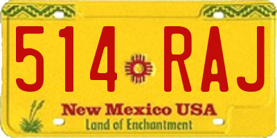 NM license plate 514RAJ