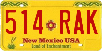 NM license plate 514RAK