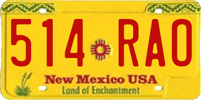 NM license plate 514RAO