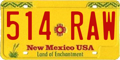 NM license plate 514RAW