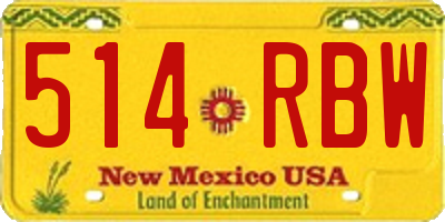 NM license plate 514RBW