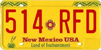 NM license plate 514RFD