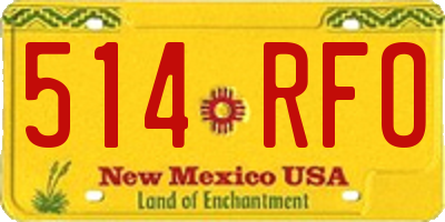 NM license plate 514RFO