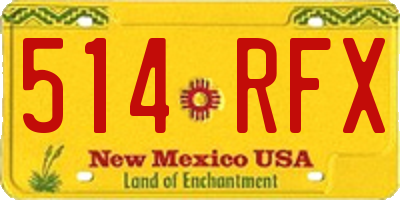 NM license plate 514RFX