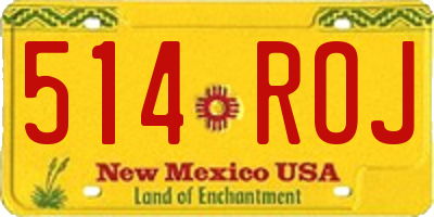 NM license plate 514ROJ