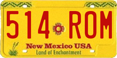 NM license plate 514ROM