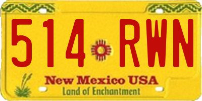NM license plate 514RWN