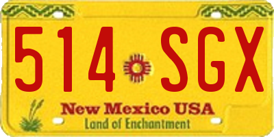 NM license plate 514SGX