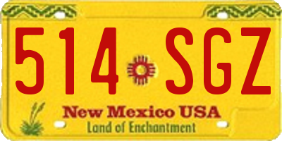 NM license plate 514SGZ