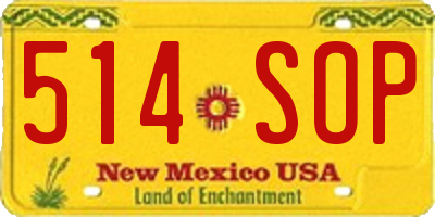 NM license plate 514SOP