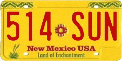 NM license plate 514SUN