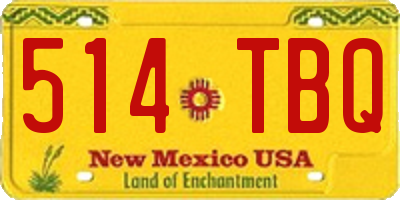 NM license plate 514TBQ