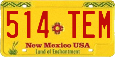NM license plate 514TEM