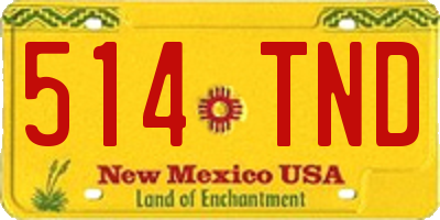 NM license plate 514TND