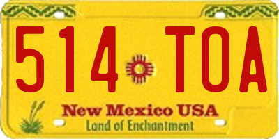 NM license plate 514TOA