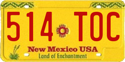 NM license plate 514TOC