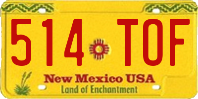 NM license plate 514TOF