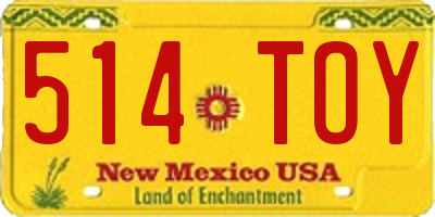 NM license plate 514TOY