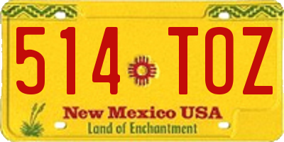 NM license plate 514TOZ