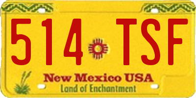 NM license plate 514TSF