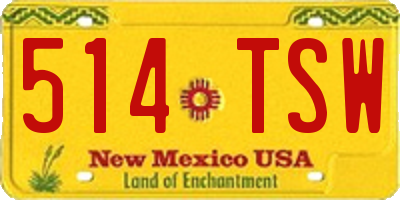 NM license plate 514TSW
