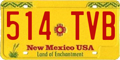 NM license plate 514TVB