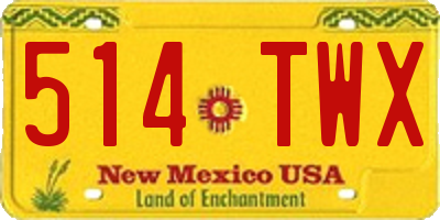 NM license plate 514TWX