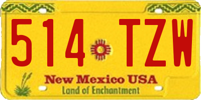 NM license plate 514TZW