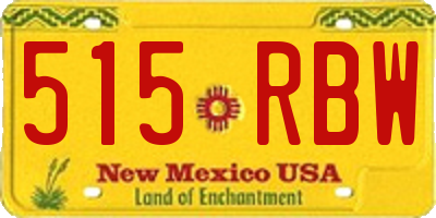 NM license plate 515RBW