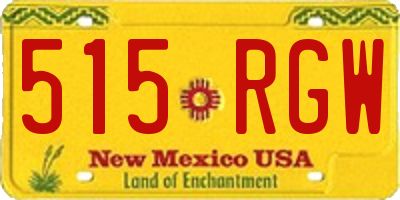 NM license plate 515RGW