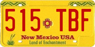 NM license plate 515TBF